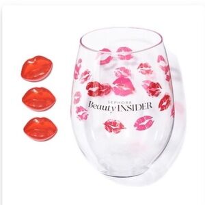 Sephora Beauty Insider Acrylic Wine Cup w/Reusable Lip Shaped Ice Cubes
